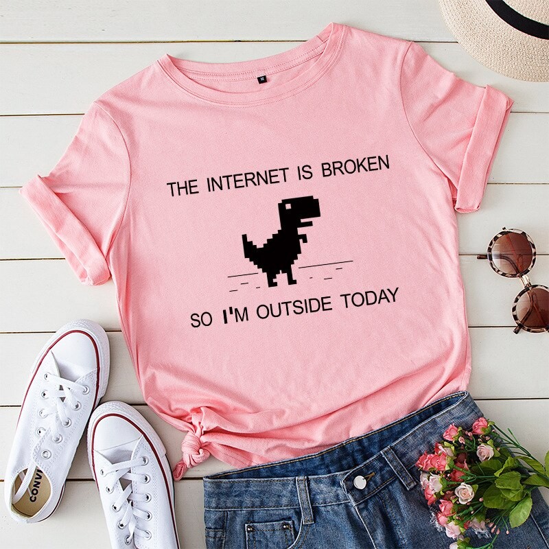 Cute Letters Dinosaur Print Woman Tshirts Top Summer Fashion Women T-shirt Cotton O-neck Casual Short Sleeve T Shirts Female