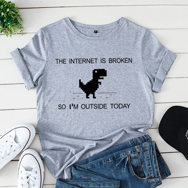 Cute Letters Dinosaur Print Woman Tshirts Top Summer Fashion Women T-shirt Cotton O-neck Casual Short Sleeve T Shirts Female