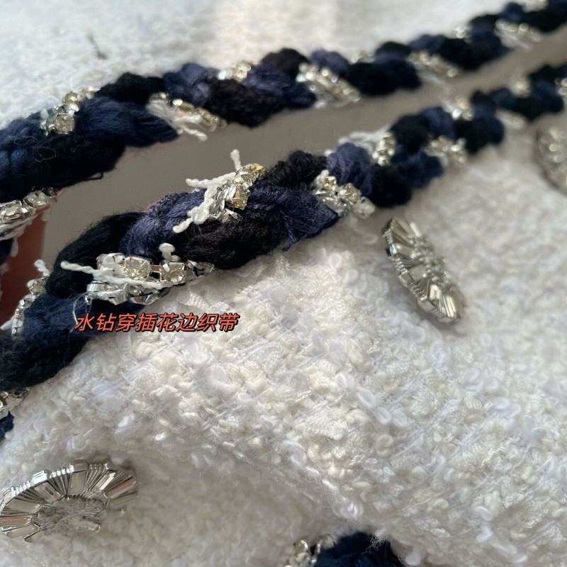 High-end Jacket Cardigan Women's High-grade Street Fashion Rhinestone Interlaced Ribbon Handmade Beaded Knitting Jacket