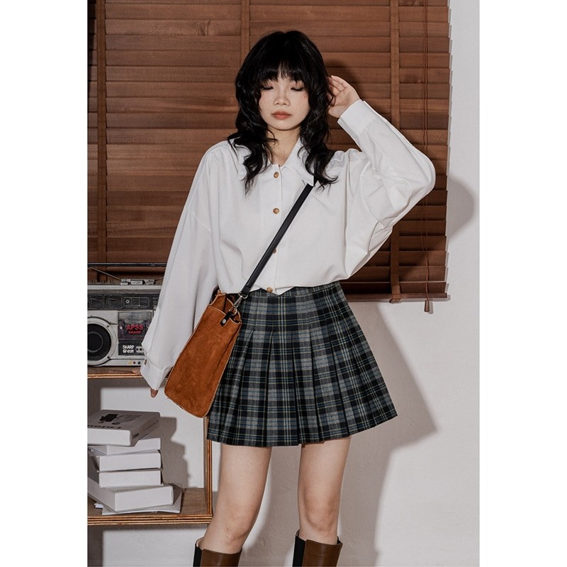 Women 2023 Fashion New Spring Style Appear Thin Versatile Recreational Lattice Pleated Skirt Loose Comfortable Temperament Skirt