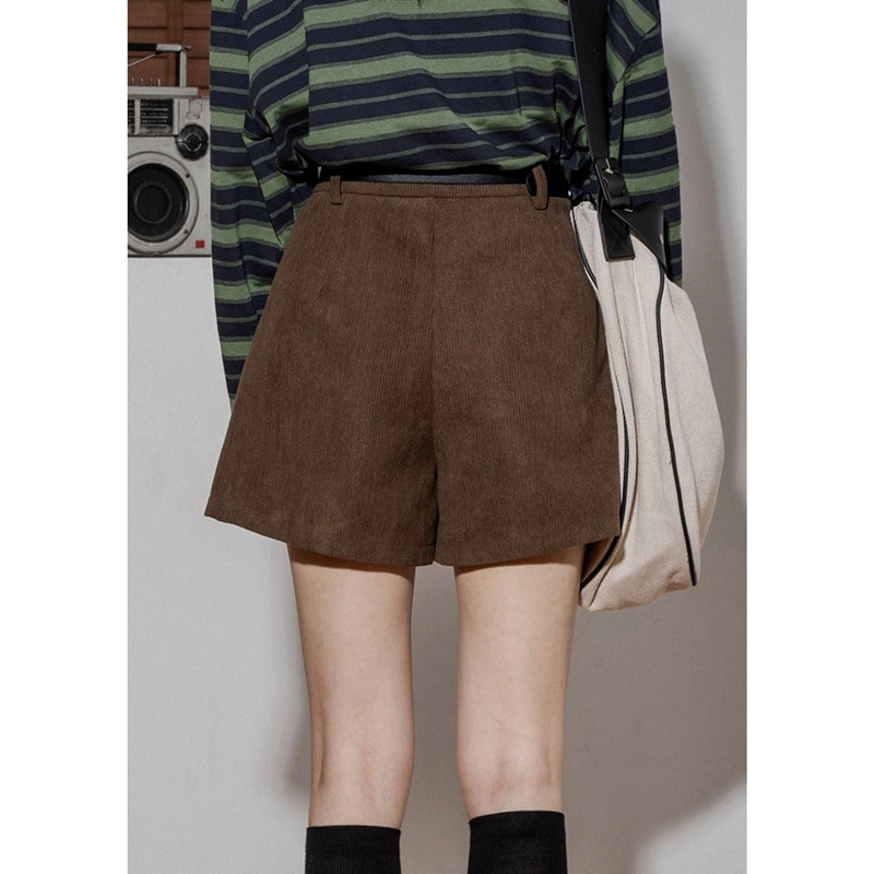 High Waist Corduroy Cloth Pleated Skirt Women's Appear Thin Versatile Shorts Comfortable Fashion Temperament Trouser Skirt 2023