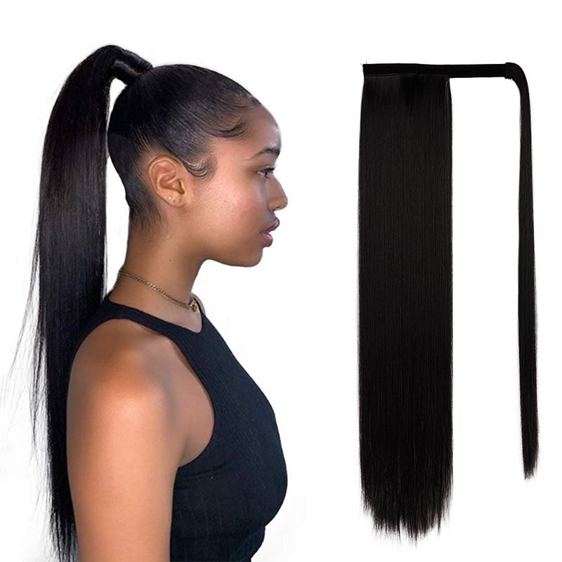 WomenÃ¢â‚¬Ëœs Fashion Long Straight Ponytail Hair Synthetic Extensions Heat Resistant Hair 22Inch Wrap Around Pony Hairpiece For Women