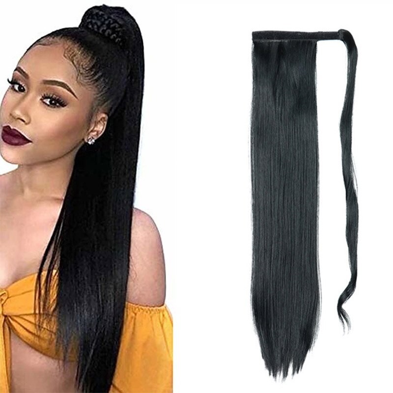 WomenÃ¢â‚¬Ëœs Fashion Long Straight Ponytail Hair Synthetic Extensions Heat Resistant Hair 22Inch Wrap Around Pony Hairpiece For Women