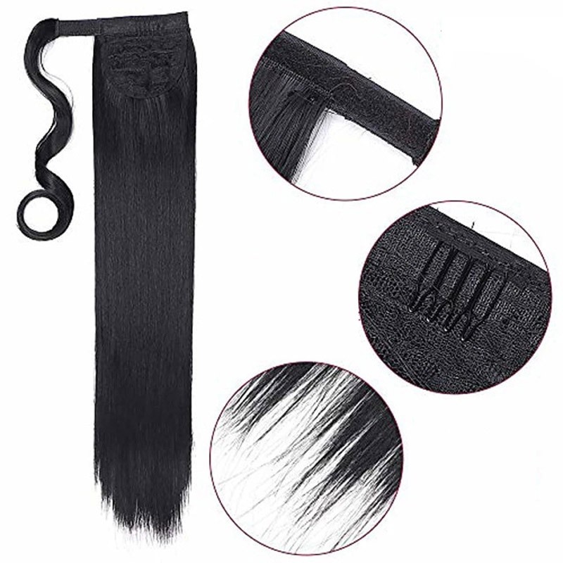 WomenÃ¢â‚¬Ëœs Fashion Long Straight Ponytail Hair Synthetic Extensions Heat Resistant Hair 22Inch Wrap Around Pony Hairpiece For Women