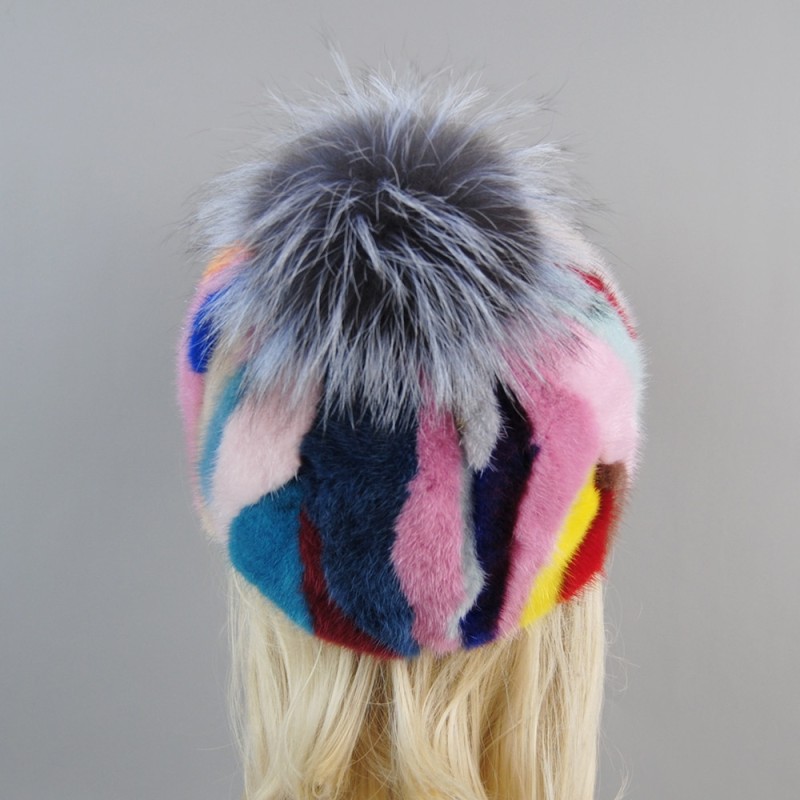 2023 Hot Sale Mink Fur Caps Natural Mink Fur Hat Brim Baseball Cap Fox Fur Pompom Brand Women Winter Elegant Stylish Warm Caps