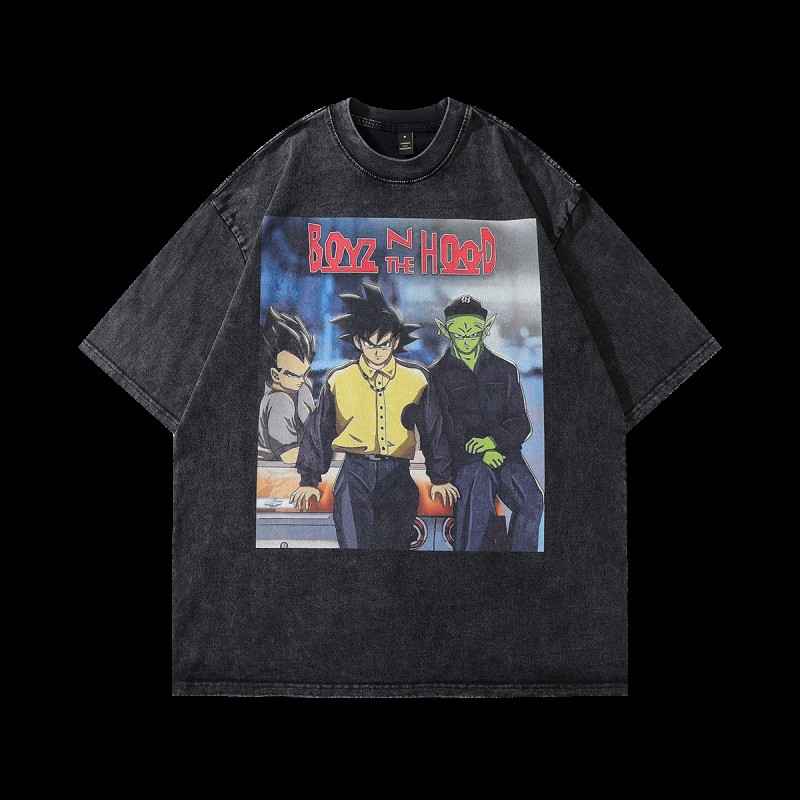 Harajuku Vintage Hip Hop T Shirt Men Women Washed 100% Cotton Tops Tees Cartoon Graphic Tshirt Streetwear Man T-shirt Clothes