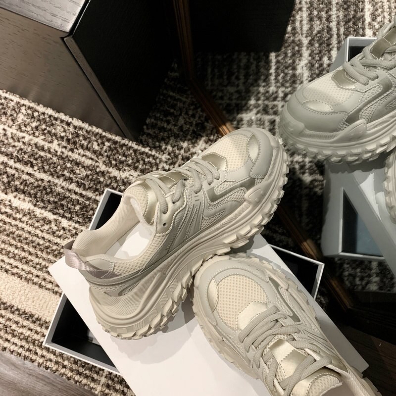 Casual Fashion Unisex Sneakers Natural Leather Mesh Strap Sport Shoes Comfortable Flat Chunky Sneakers