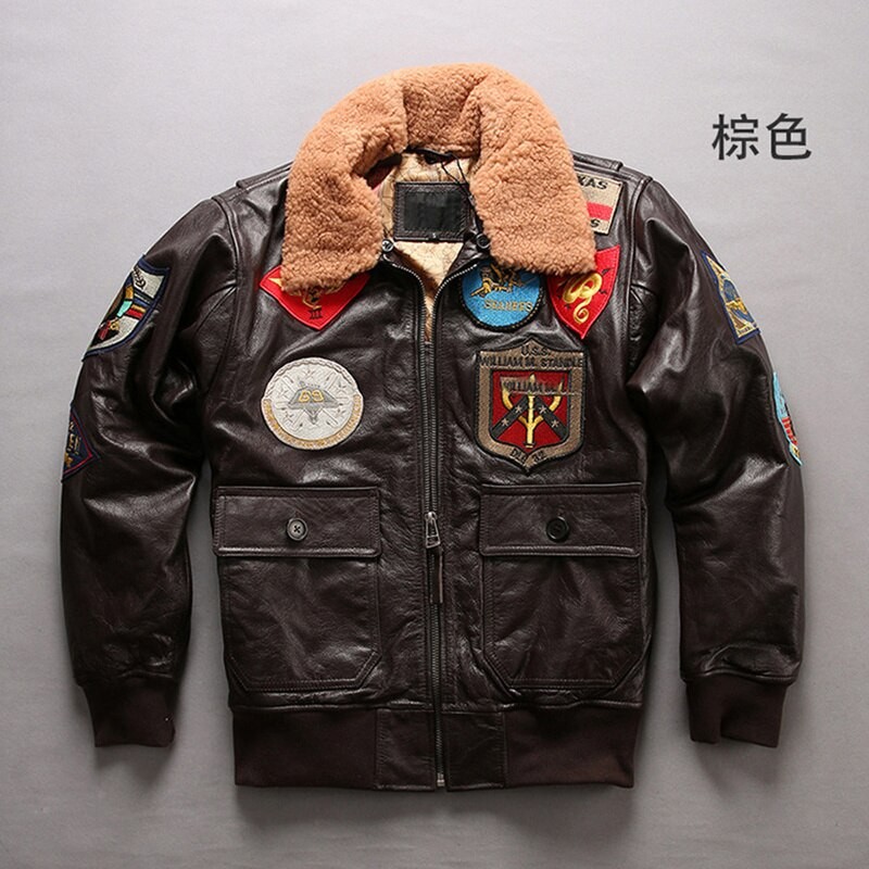 Top Gun Maverick Brown Black Lather Motorcycle Genuine Cowskin Leather Jacket Unisex