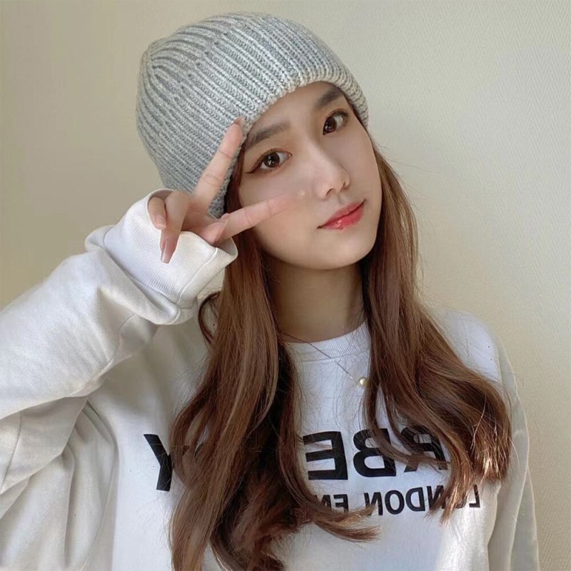 Women's Hat Winter 2022 Beanies Skull Caps Knitted Chapeau Femme Casual Solid Adult Cover Head Cap Bonnet Skullies Rib