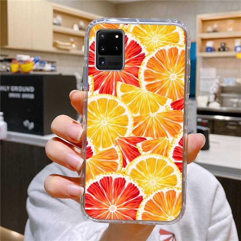 Orange Lemon Phone Case For Samsung Galaxy S10 S10e S8 S9 Plus S7 A70 Edge Note10 Transparent Cove