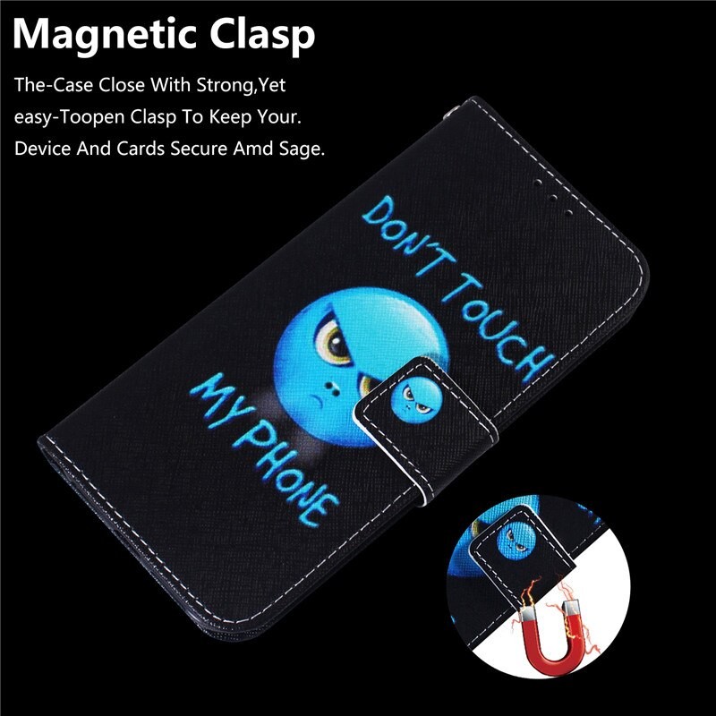 For Huawei P smart 5.65" PU Leather Case for P Smart 2019 6.21" P smart 2021 6.67" Cases Cartoon Animal Magnetic Wallet Cover