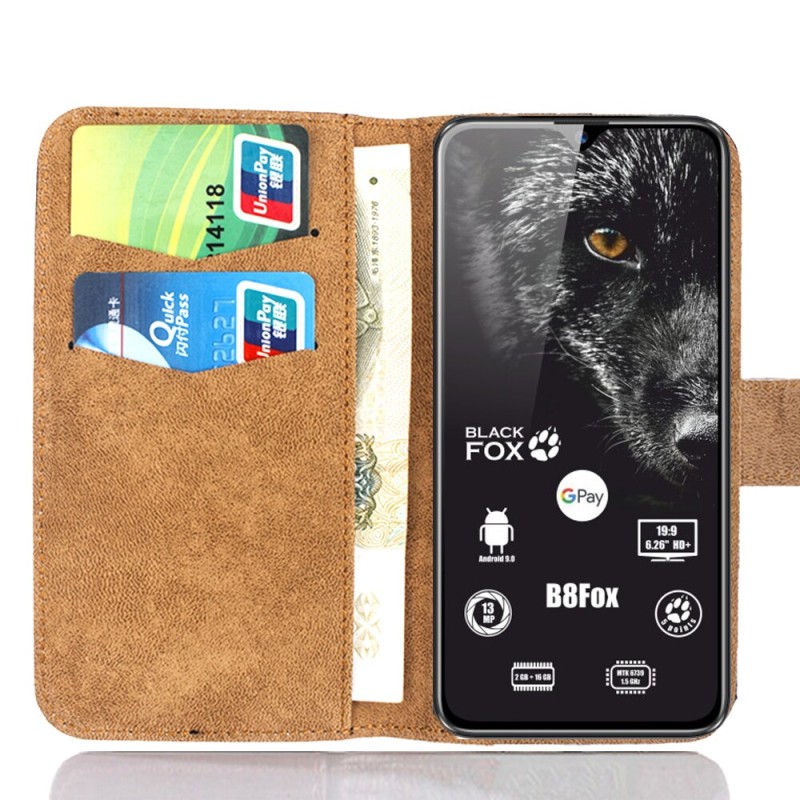 Black Fox B8Fox Case 6.26" 6 Colors Flip Soft Leather Crazy Horse Phone Cover Stand Function Cases Credit Card Wallet