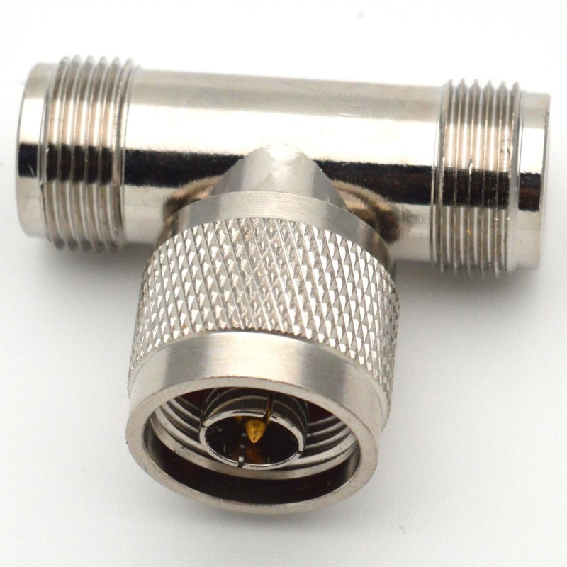 N 3 Way Coax Splitter Adapter Socket T-Type N Male Jack To 2 Dual N Female Plug Nickel Plated Brass RF Coaxial Adapters N-JKK