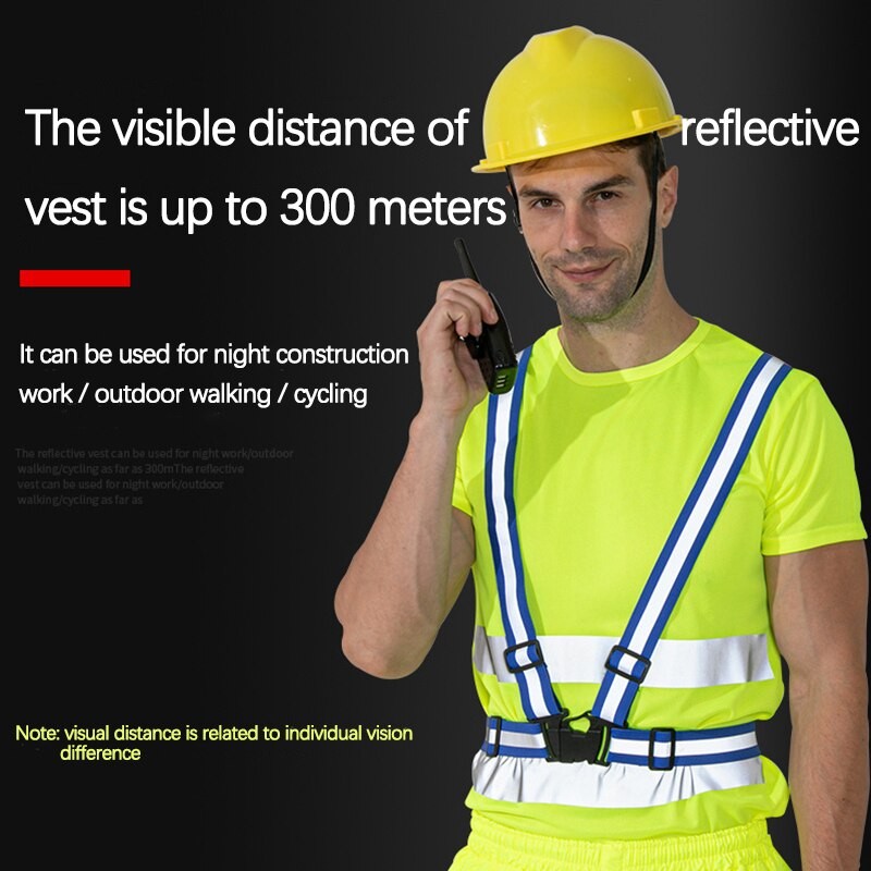 High gloss reflective harness For night run cycling Reflective harness elastic elastic belt For sanitation construction reflecti