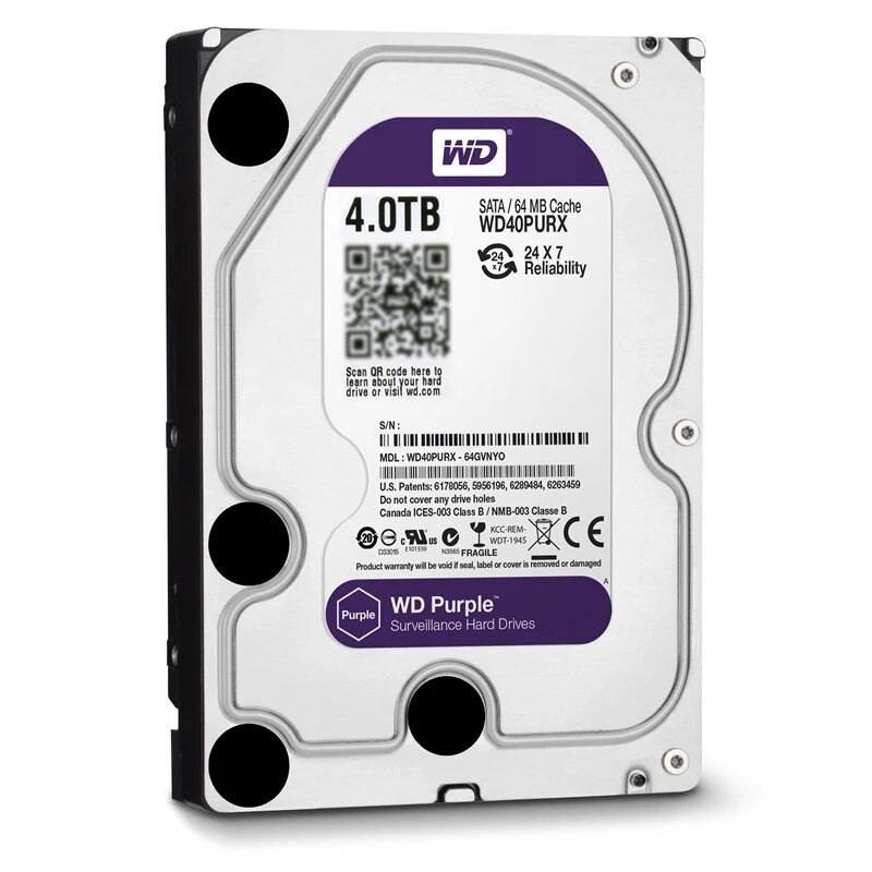 Western Digital WD Purple 4TB Surveillance Internal Hard Drive HDD 3.5" 64M Cache SATA III 6Gb/s 1TB 2TB 3T HDD for CCTV DVR NVR
