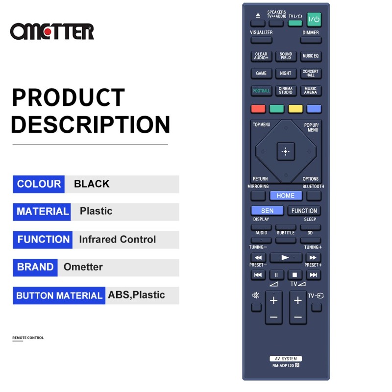 RM-ADP120 Remote Control for Sony Blu-ray DVD Receiver HBD-N9200W HBD-N7200W
