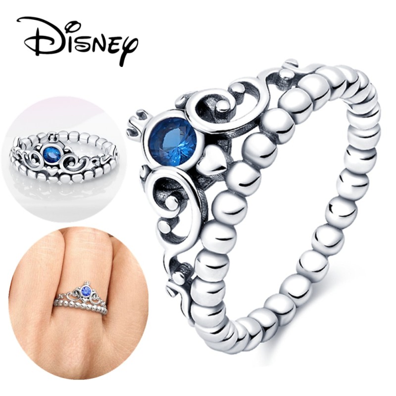 925 Sterling Silver Disney Minnie Mouse Sparkling Head Princess Ring Flower Ring Daisy Rings Original Festival Jewelry Gift