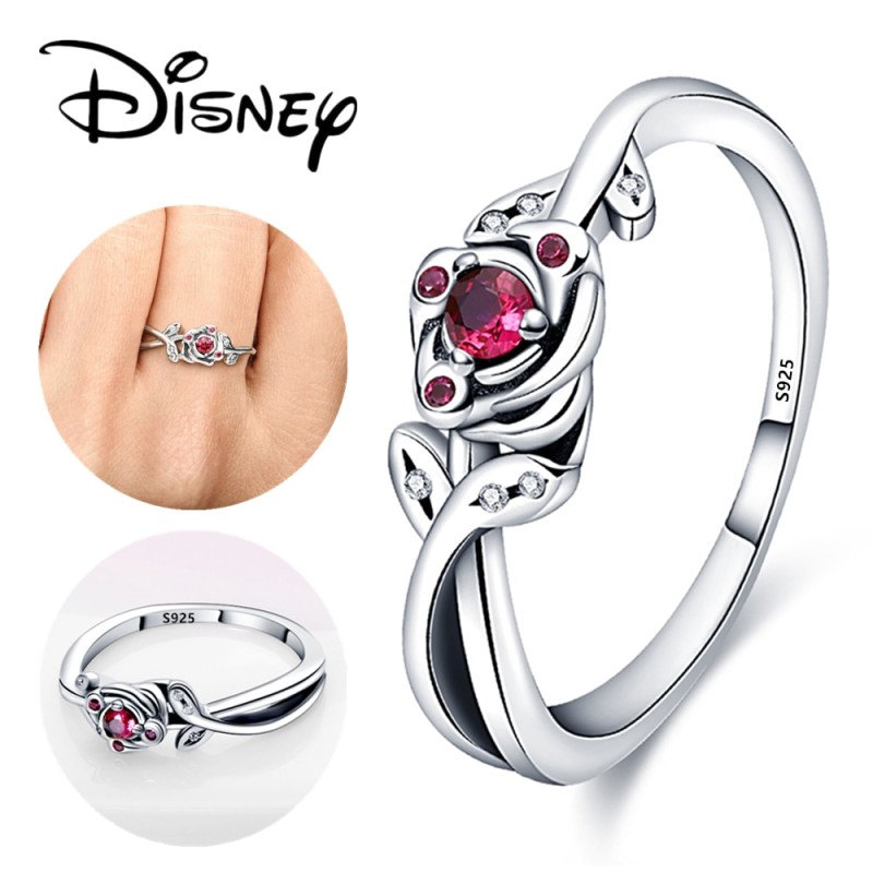 925 Sterling Silver Disney Minnie Mouse Sparkling Head Princess Ring Flower Ring Daisy Rings Original Festival Jewelry Gift
