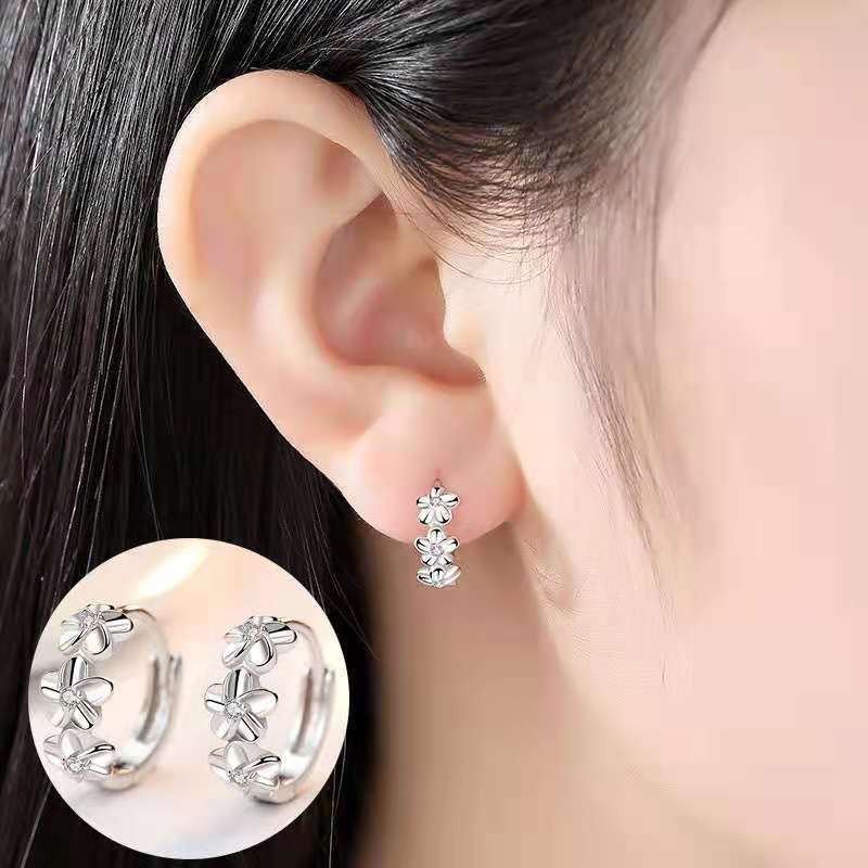 Cross-Border Hot Camellia Earrings Elegant Diamond Flower Earrings Simple Fashion Ol Korean Style Earrings Wholesale