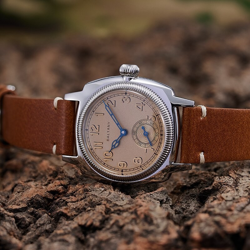 Baltany Vintage Dress Men Watch Automatic Mechaincal Watch MOP Dial Sub Seconds Cathedral Hands Retro Luminous 20Bar WristWatch