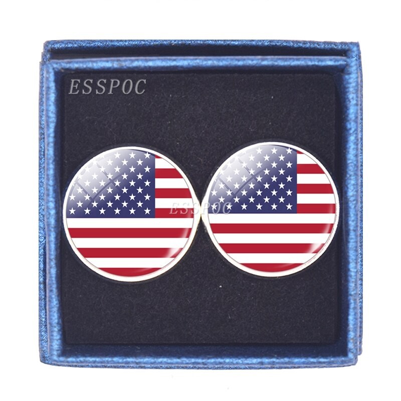 TOPKEEPING Countries National Flag Cufflinks Color Men Fashion Shirt Cuff Links Buttons Packing With Cufflinks Box Dropshipping