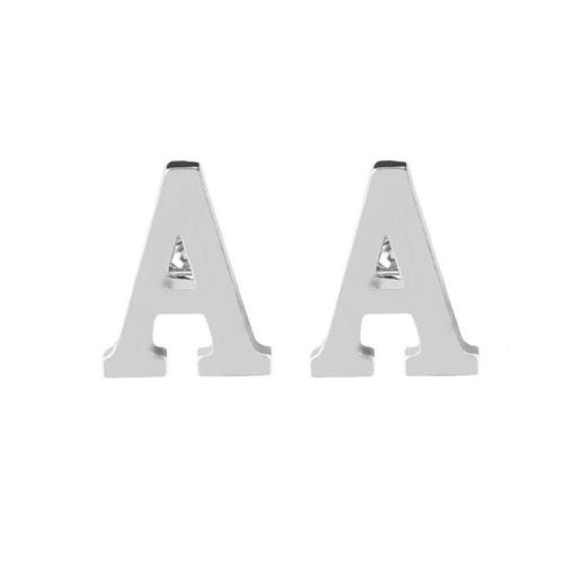 26 Letters A-Z High Quality Brass Silver Color Cufflinks Men's French Shirt Cuff Links Male