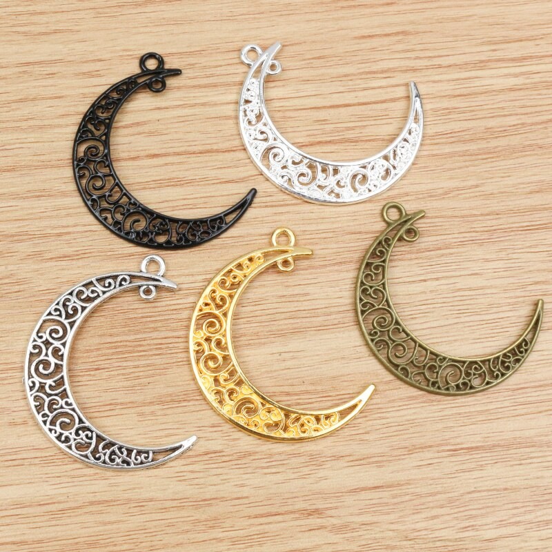 10pcs 41x30mm 5 Colors Plated  Moon Style Handmade Charms Pendant:DIY for bracelet necklace