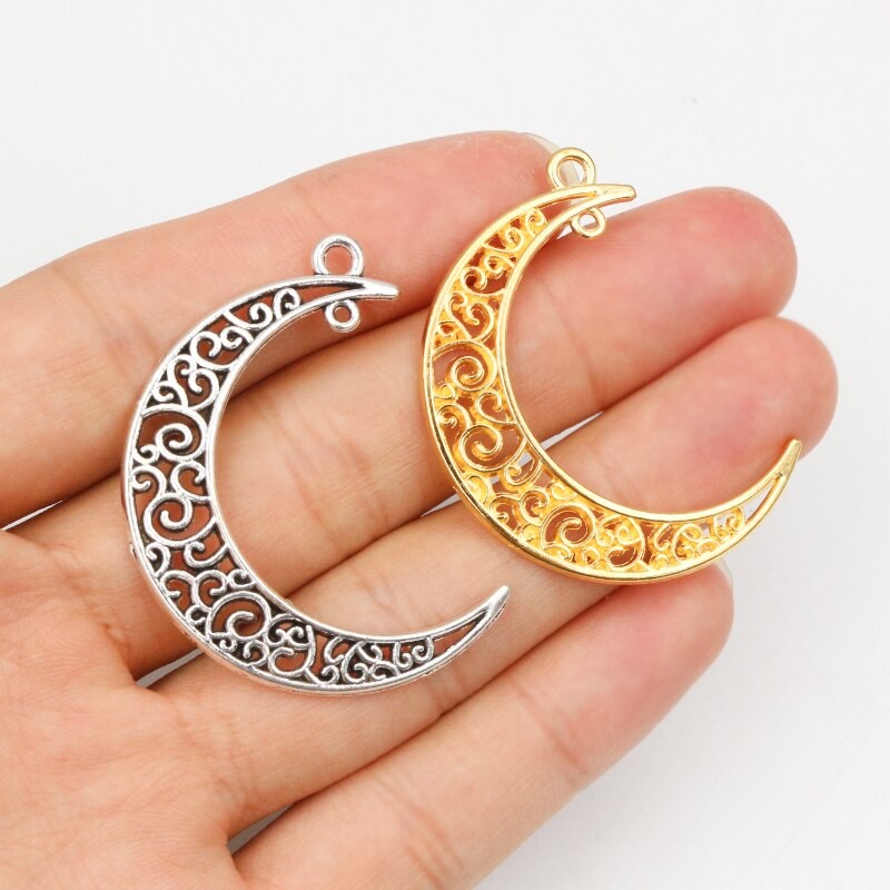 10pcs 41x30mm 5 Colors Plated  Moon Style Handmade Charms Pendant:DIY for bracelet necklace
