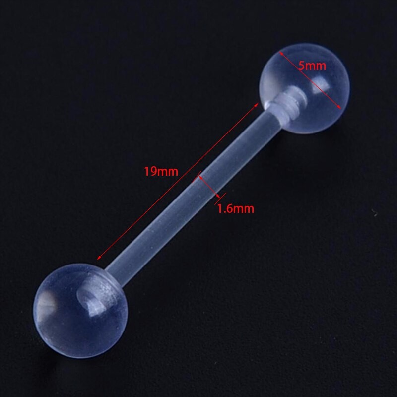 2Pcs/lot Clear Acrylic Ball Punk Bar Lip Ring Silicone Eyebrow Piercing industrial Piercings Labret Piercing Tragus Piercing