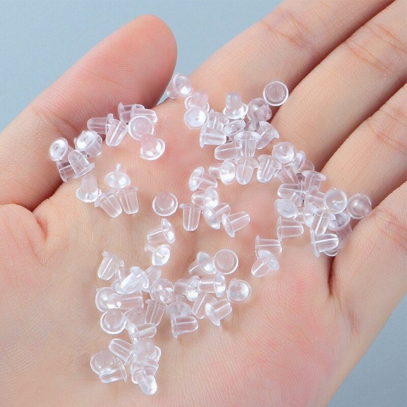 200/100pcs Soft Silicone Rubber Earring Back Stoppers for Stud Earrings DIY Earring Findings Accessories Bullet Tube Ear Plugs