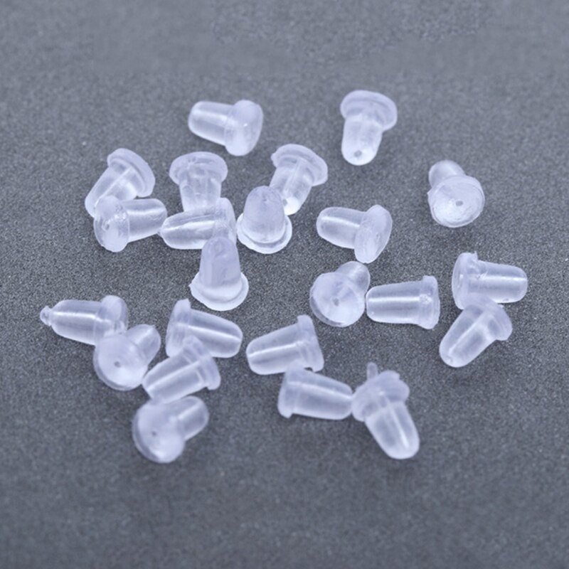 200/100pcs Soft Silicone Rubber Earring Back Stoppers for Stud Earrings DIY Earring Findings Accessories Bullet Tube Ear Plugs