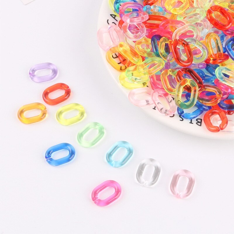 50Pcs 19*13MM Candy Colors Transparent Opening Acrylic Chain For DIY Making Necklace Bracelet Combine Chain Jewelry Accessories