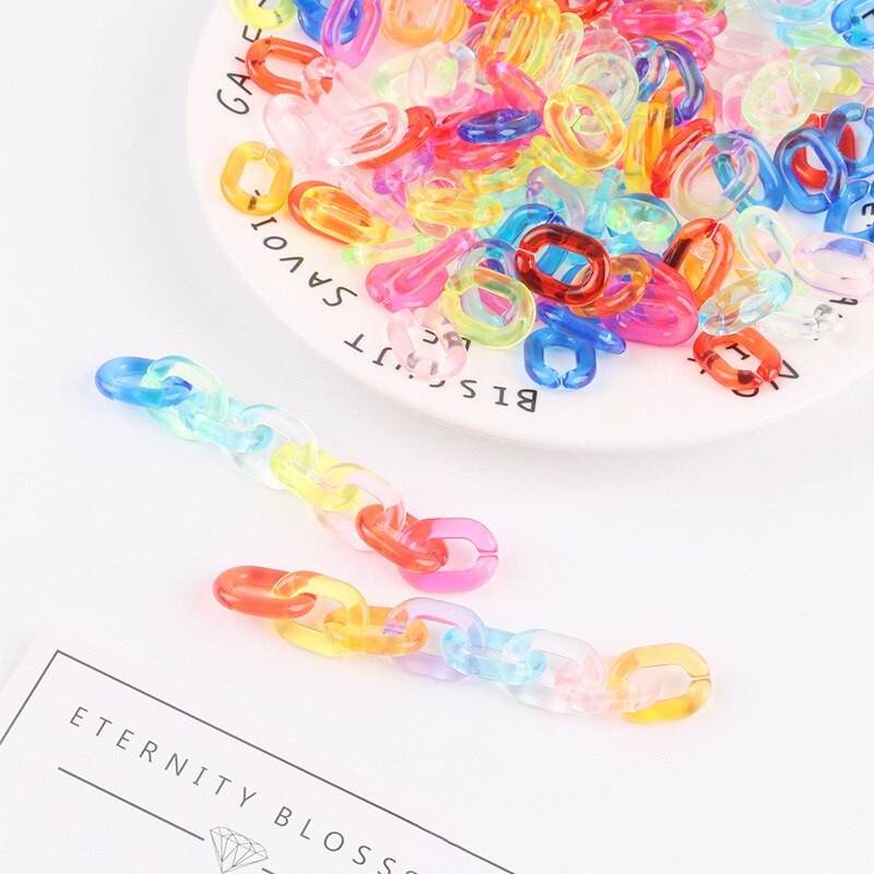 50Pcs 19*13MM Candy Colors Transparent Opening Acrylic Chain For DIY Making Necklace Bracelet Combine Chain Jewelry Accessories