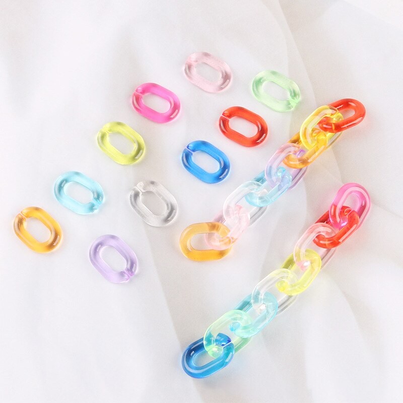 50Pcs 19*13MM Candy Colors Transparent Opening Acrylic Chain For DIY Making Necklace Bracelet Combine Chain Jewelry Accessories