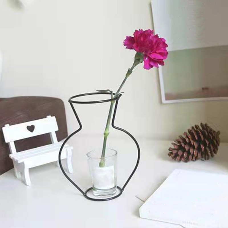 Ew European-Style Iron Wire Vase Artificial Dried Flower Flower Arrangement Iron Crafts Flower Accessories Creative Ornaments