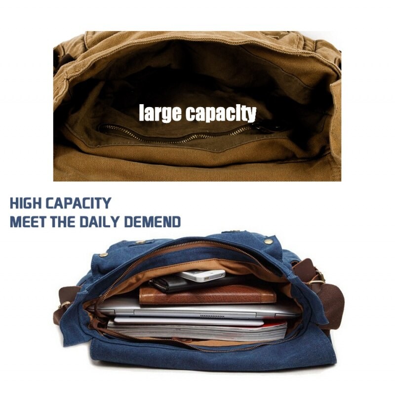 MARKROYAL Canvas Leather Mens Large Crossbody Bag Male Messenger Bag Brand Shoulder Bag Large Capacity Satchel Dropshipping