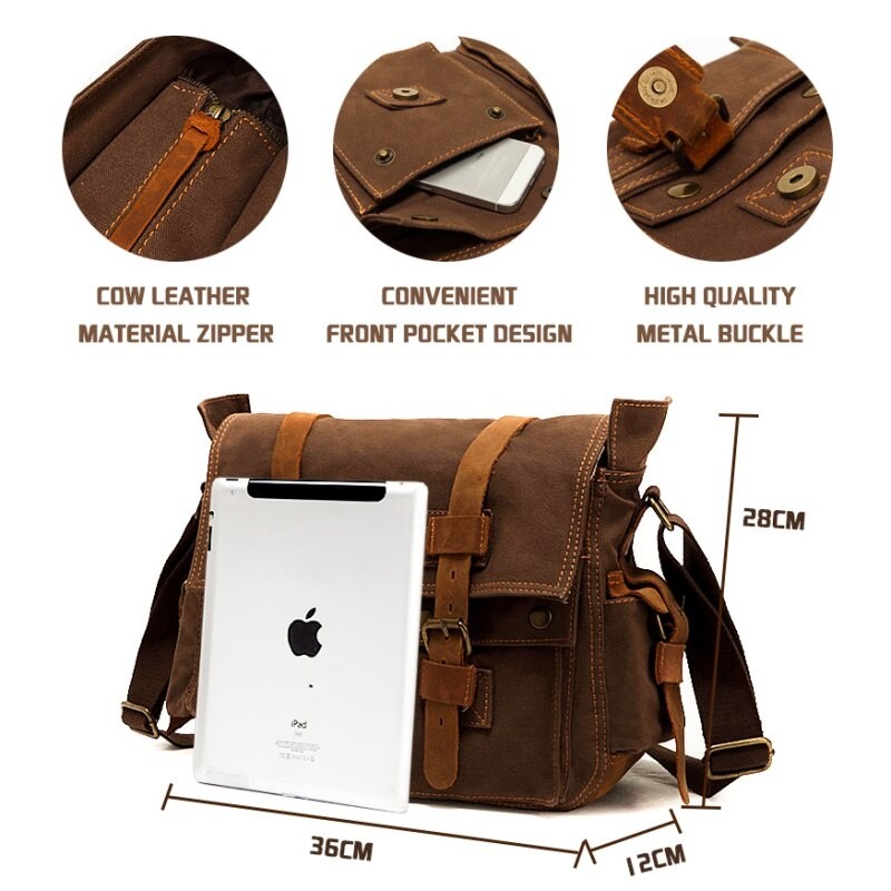 MARKROYAL Canvas Leather Mens Large Crossbody Bag Male Messenger Bag Brand Shoulder Bag Large Capacity Satchel Dropshipping