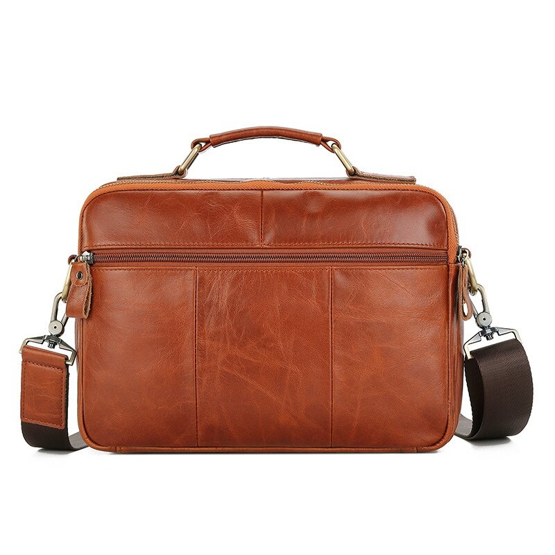 Genuine leather men's large-capacity cross-body briefcase multi-function single-shoulder cross-body handbag cow leather