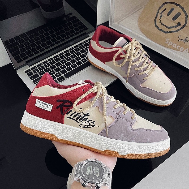 Outdoor Fashion Skateboard Shoes Men's Sports Shoes 2023 Casual Men's Shoes Leather Stitching Nude Shoes All-match Student Shoes