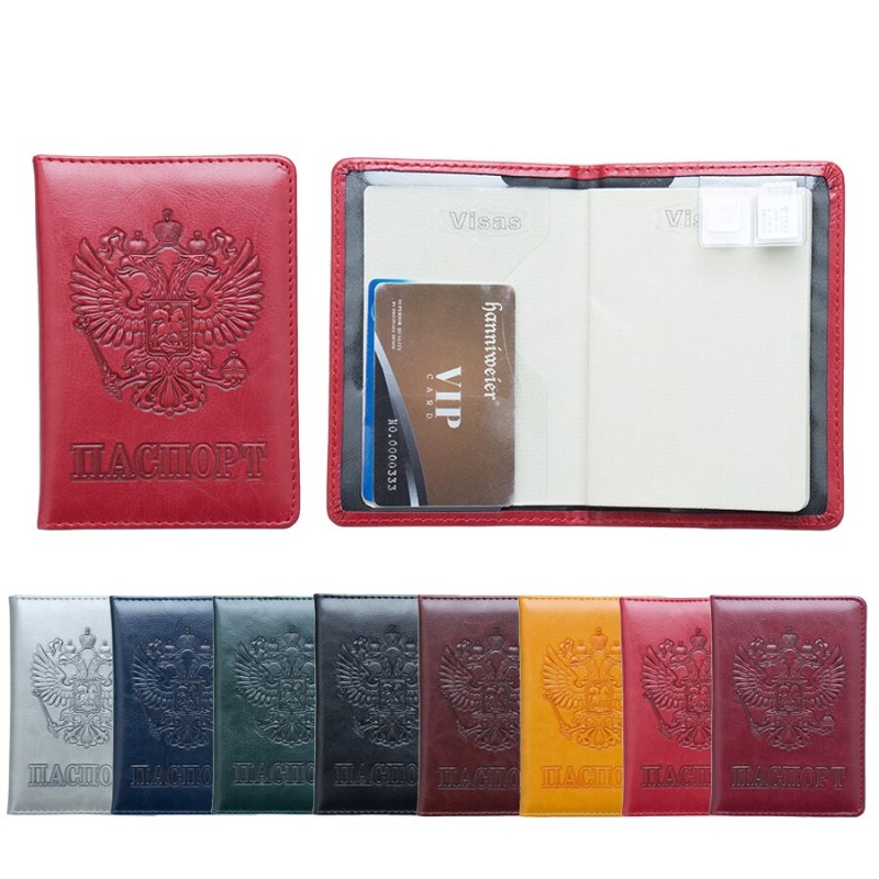 3D Embosssing National Emblem Russian Passport Cover Cards Holder Travel Accessories Emblem Passport Cover