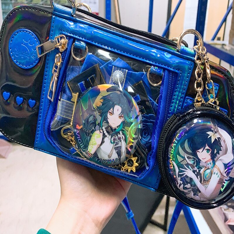 Laser Pin Case Protective for Anime Ita Bag Accessories Girl Anime DIY Pins Display Decoration Multiple PVC Case Keychains