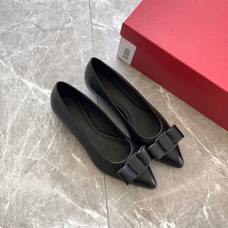 Plus Size 34-42 Women's Shoes Pointed Toe Shallow Pumps Butterfly-Knot Decoration Design Pumps Genuine Leather Women's Shoes