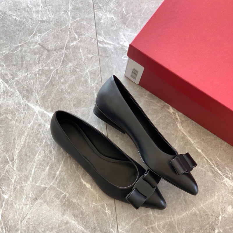 Plus Size 34-42 Women's Shoes Pointed Toe Shallow Pumps Butterfly-Knot Decoration Design Pumps Genuine Leather Women's Shoes