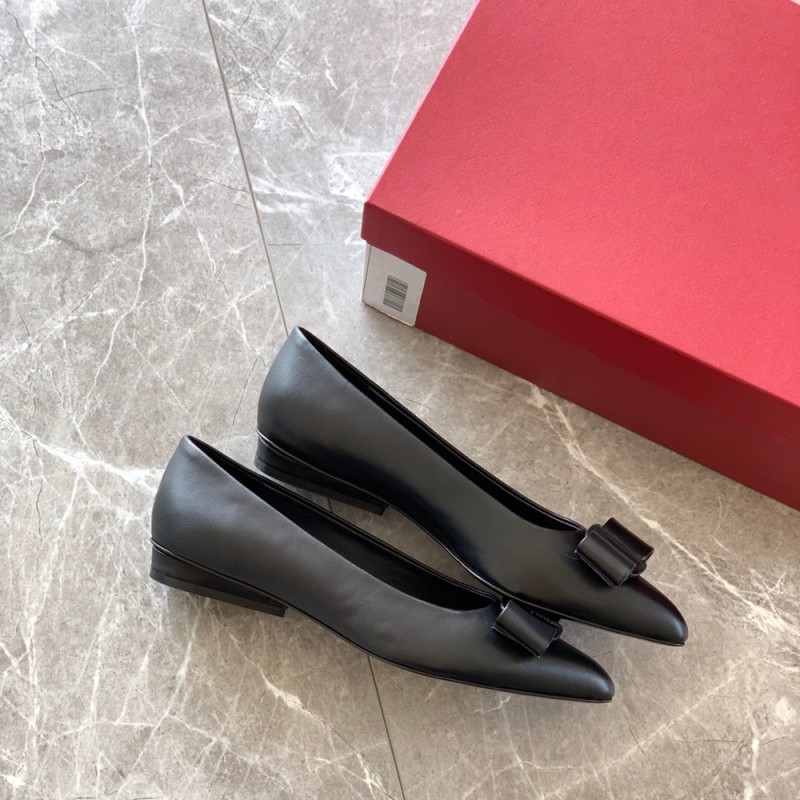 Plus Size 34-42 Women's Shoes Pointed Toe Shallow Pumps Butterfly-Knot Decoration Design Pumps Genuine Leather Women's Shoes