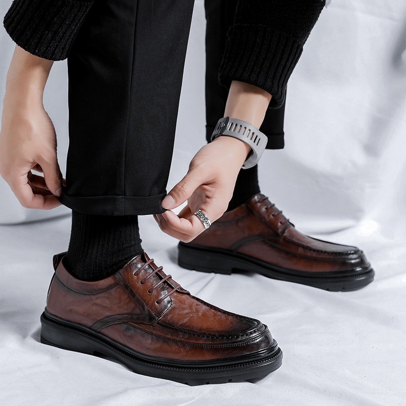 High Quality Leather Casual Shoes Men Spring Fashion Oxford Shoes Male Adult Business Dress Comfort Non-slip Formal Mens Oxford