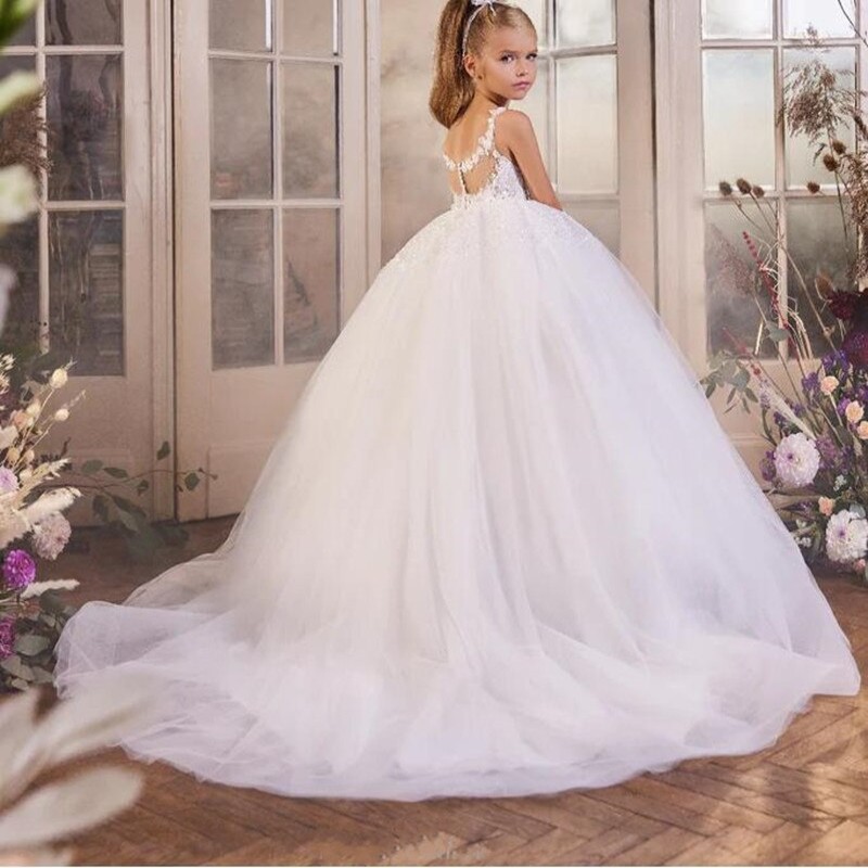 New Ball Gown Flower Girl Dress For Wedding Party Gown Custom Kid Birthday Princess First Communion Dress Kid Size 1-16Years