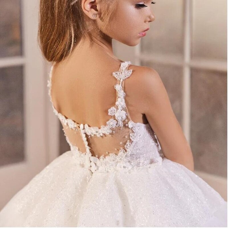 New Ball Gown Flower Girl Dress For Wedding Party Gown Custom Kid Birthday Princess First Communion Dress Kid Size 1-16Years