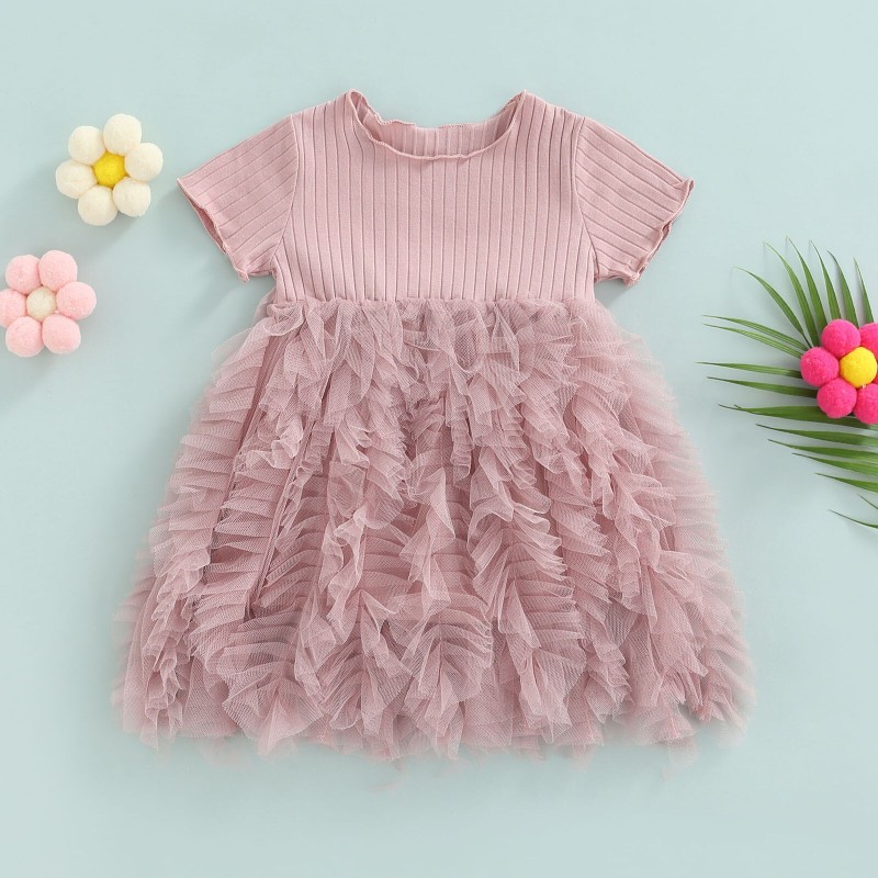 ma&amp;baby 1-6Y Summer Girls Dress Princess Toddler Kid Baby Tulle Knit Tutu Party Birthday Wedding Dresses For Girls