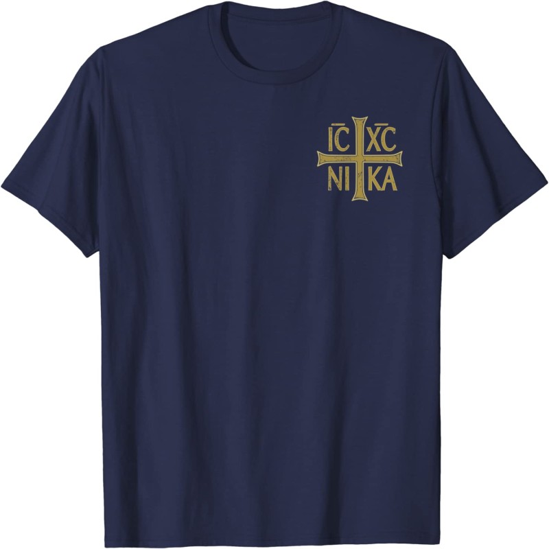 ICXC NIKA Christogram Cross Orthodox Christian T-Shirt 100% Cotton O-Neck Summer Short Sleeve Casual Mens T-shirt Size S-3XL