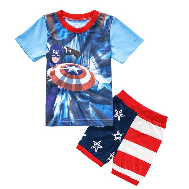 Summer Children Pajamas Set Short Sleeve T Shirt Shorts Pyjamas Kids Boy Pijamas Cartoon Spiderman Baby Sleepwear
